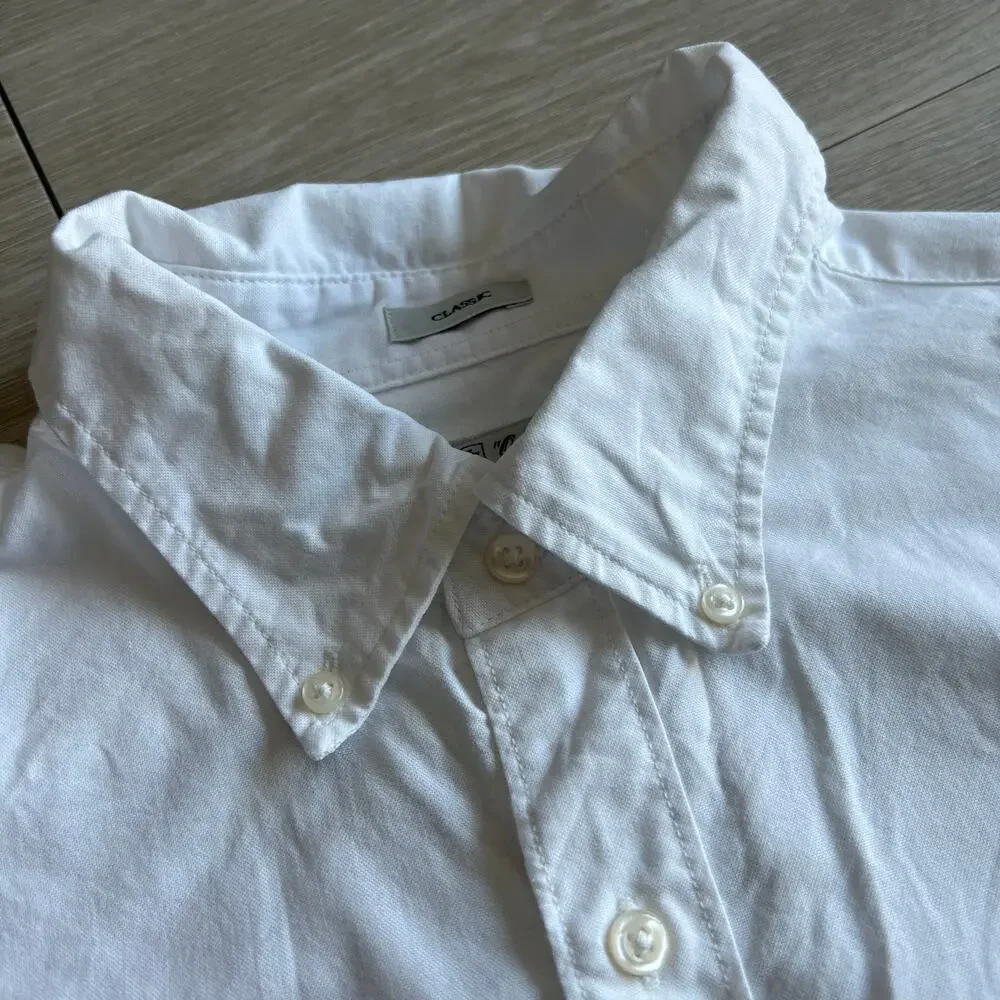 J Crew Broken In Organic Cotton Oxford Shirt Classic Men Medium White